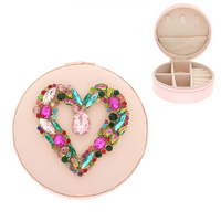 CRYSTAL HEART ROUND JEWELRY BOX